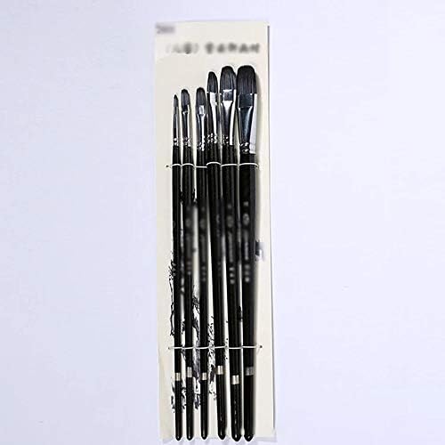 Jahh Pintura caneta 6pcs Cabeça redonda Cabelo de cabelo misto de cabelos pretos Arte de madeira preta Pintura a óleo Brush Artista de aquarela Brilhos de artes