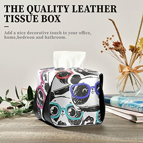 Caixa de tecido de óculos de panda Padrão Caixa de lenço de tecido Retangular Caixa de lenço de lenço de papel com alça