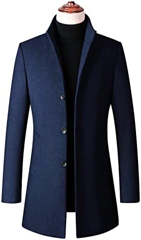Casaco de motocicleta ymosrh masculino de lã de fita fino com casaco de cor sólido de colo sólido