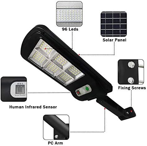 Elemy Solar Street Luz 4pack controle remoto estacionamento solar Luz 96 LED IP65 Sensor de movimento ao ar livre