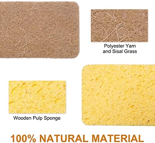 12 Pacote de pacote esponja de esponja ecológica esponja de cozinha natural esponjas biodegradáveis ​​para pratos, esponjas reutilizáveis