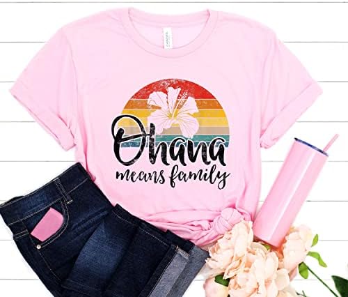 Vintage ohana significa camisa de família, camisa de viagem de fuga de férias de férias no verão