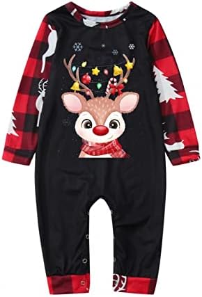 Christmas Baby Plaid Deer Print Levesuit Romper Família Combinante Pijama Família xadrez Família de Natal Calças de Pajamas