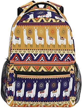 Backpack Animal Lama Boho Bolsa de ombro geométrica da escola grande Daypack de laptop de bookbag durável para estudantes crianças adolescentes meninos meninos elementar