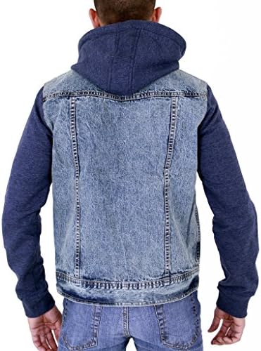 Jaqueta de jeans masculina com mangas destacáveis ​​de capuz e jersey