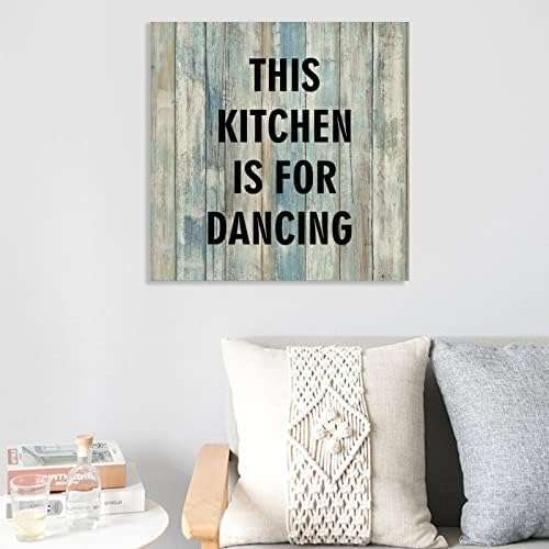 Yinrune Wooden Wall Signs com dizendo que esta cozinha é para dançar rústico, abençoado, sinal de encorajamento presente