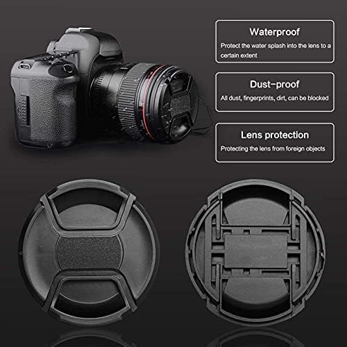 2 PCS 49mm Centro de lente de pitada central e calça de tampa da tampa, tampa central de lente encaixe para Canon Nikon Fujifilm Sony Olympus Panasonic Qualquer lente com rosca de filtro de 49 mm substitui a tampa original