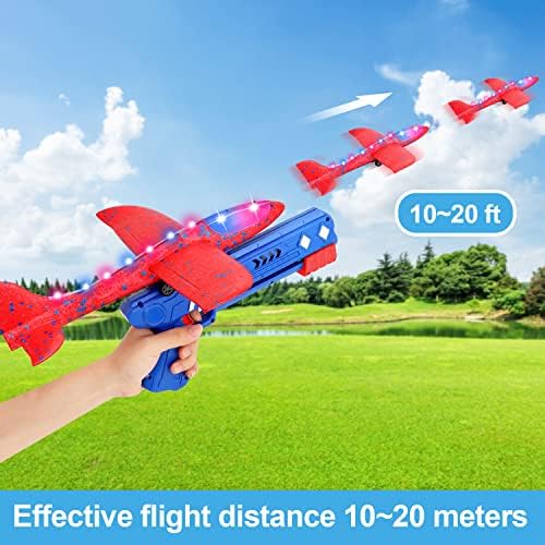 Aizoer 3 Pack Airplane Toy With Launcher, 2 Modo de vôo Catapult Plane Toy for Kids, Plano de espuma de 12,6 Plano de espuma de um