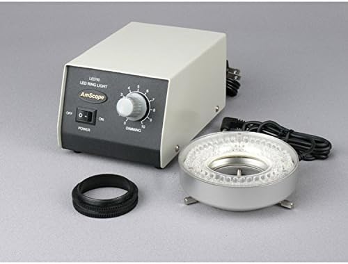 AMSCOPE SM-1TNZ-80M-8M Microscópio de zoom estéreo profissional de estéreo profissional digital, oculares wh10x, ampliação de 3,5x-90x, objetivo do zoom de 0,7x-4,5x, luz do anel de 80 bulbs com reostato, suporte de pilar, 110v-240V, inclui 0.5 Lentes Barlow X e 2.0x e câmera de 8MP com lente
