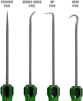 Oemtools 26546 4 PC Hook and Pick Conjunto com alça de acetato, mecânica de coleta, ferramenta de gancho, ferramenta de escolha, seleção de veículos e conjunto de gancho, conjunto de ferramentas de escolha, conjunto de colheita