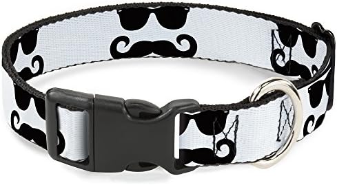 Óculos de sol 15-26 de fivela e colar de clipe de plástico branco/preto de bigode, grande, grande