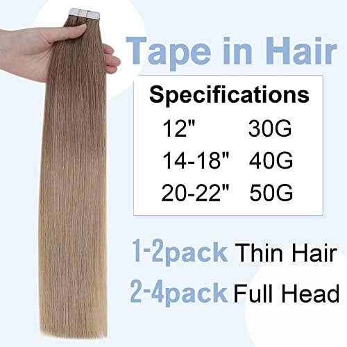 【Salvar mais】 Easyouth One pack Toque Extensões de cabelo Cabelo humano real #10/14 E uma fita de pacote em extensões de cabelo humano #7b/613 18inch