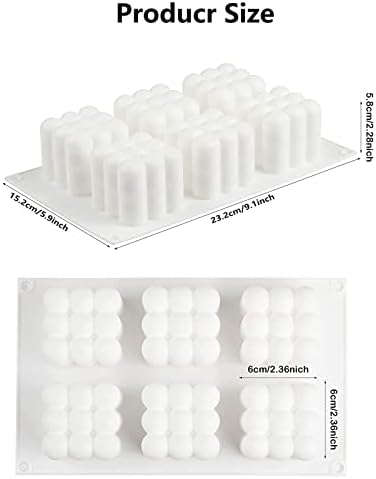 Moldes de vela para fabricação de velas, 6 moldes de vela de bolha de cavidade para fabricação de sabão, molde de silicone em 3D