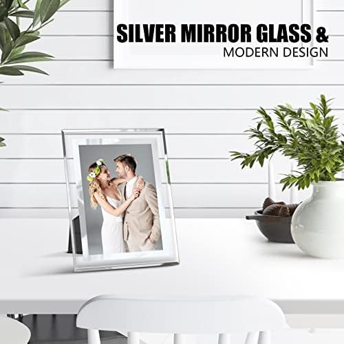 DGWYZCGY 5x7 Frame conjunto de 2, moldura moderna de imagem 5x7, armações de imagem de cristal de casamento espelhado 5x7 polegadas apenas para exibição de mesa vertical ou horizontalmente