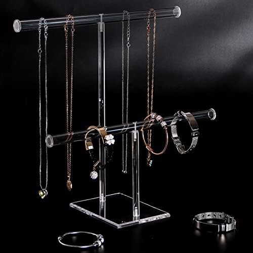 Exibição de pulseira acrílica de ausalivan, suporte para organizador de colar pequeno, suporte de pulseira para venda, armazenamento de jóias de 2 camadas para suspenso rack