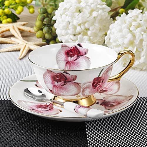 Zhuhw Phalaenopsis Padrão de estilo europeu China China Porcelana Copa de Cafeteira de Alta Grau Tarda de chá de chá com