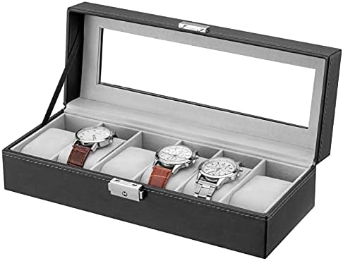 Oyydecor Watch Box 6 Slots PU Caso Organizador de Wooden Storage Organizador para armazenamento e exibição Business de homens e mulheres