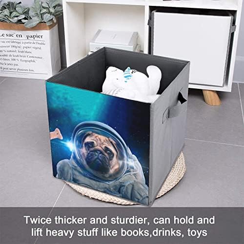 Cão espacial em terno espacial trajes de armazenamento colapsível Organizador de cubos com alças duplas caixas de armazenamento de tecido