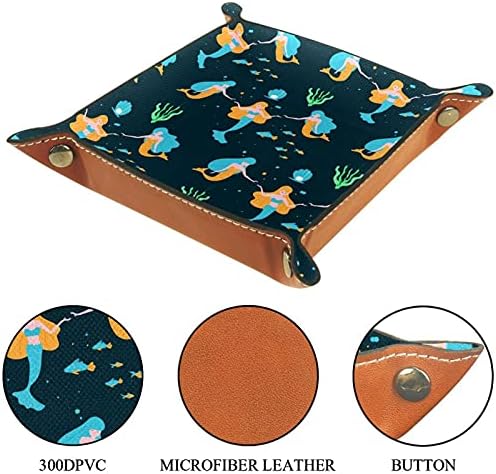 Mermaid Padrão Prático Microfiber Couro Bandeja de Bandeja de Mesa Bandeja Caddy Organizador de Armazenamento de Caddy Para Carteira