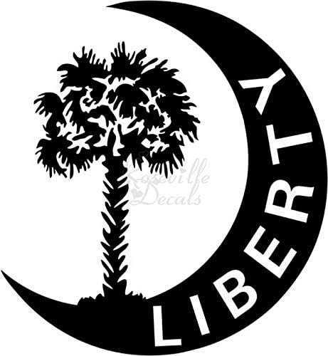 Moultrie Liberty Flag da Carolina do Sul Vinil adesivo de decalque para decoração de escritório em casa O tamanho da janela do veículo- [6 polegadas] / [15 cm] de altura e colorido- brilhante preto