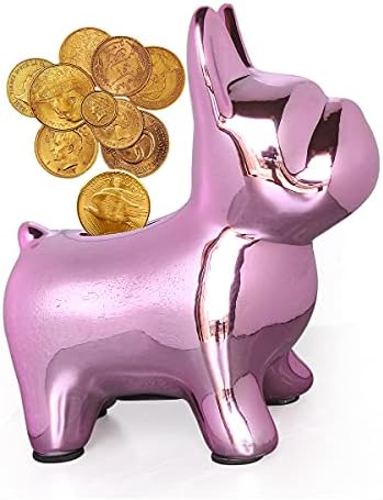 Ceramic Bulldog Piggy Bank for Boys Girls, Money Box for Kids, Coin Bank Keetsake com rolha de plástico, jarra de