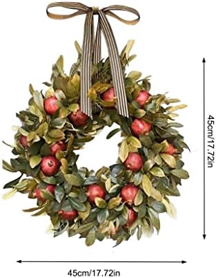 Jahh 45cm Whreath Wreath Greante Artificial Plantas Verdes Pomã Fruta Porta de Fruta Pendurada Seja Ação de Graças Decoração