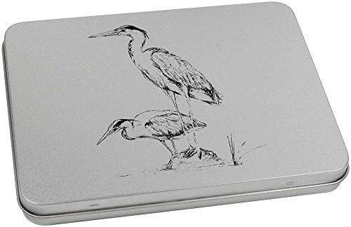 Azeeda 170mm 'Heron Birds' Metal Hinged Tin/Storage Box