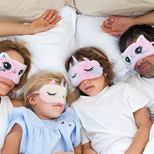8 PCS Máscara de olho para dormir fofa para crianças para crianças macias macias de pelúcia