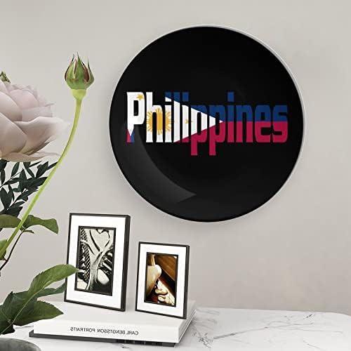 Philippines Flag Pride Ossos engraçados China Decorativa Placas de cerâmica redonda Craft With Display Stand for Home Office Wall Decoration