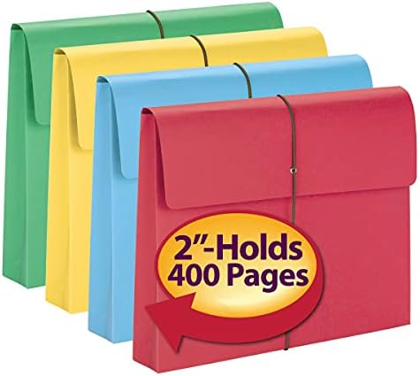 Carteira de arquivo de expansão de cor de Smead com retalho e fechamento do cordão, expansão de 2 , tamanho legal, cores variadas, 50 por caixa