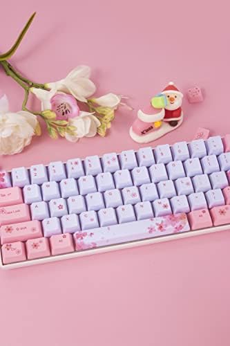 ZMX Blossom Blossom Pink Gaming Mechanical Gaming Wired Teclado, 61 Keys Mini Otensu （Gaote） Hot Swappable Heat Heat Sublimated