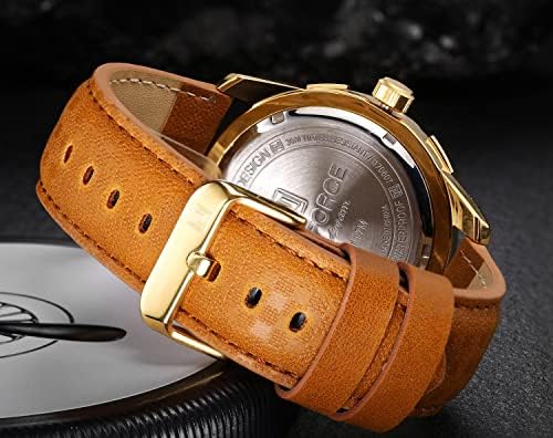 Naviforce Luxury Men Sports Relógios de quartzo de quartzo d'água Gold Big Face Date Relógio