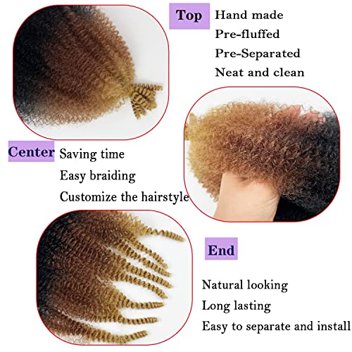 Paraglame ombre Marley Hair 16 polegadas 3 tons pré-separados para o cabelo afro toque para locs macio marley Twist Braiding Hair