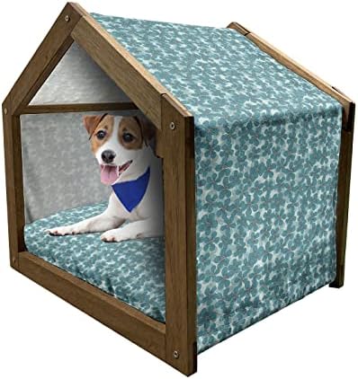 Casa de cães de madeira de pássaro lunarável, padrão simplista com famosos guindastes voadores japoneses abertos animais,