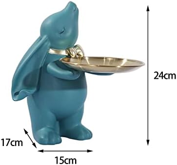 Fenteer Creative Rabbit Figurina Bandeja de armazenamento Titular Chave de biscoito Candy Display Stand Stand estátua ornamental