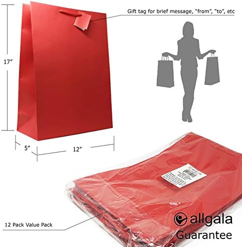 Allgala 12pk Valor Premium Solid Color Paper Sacos de presente