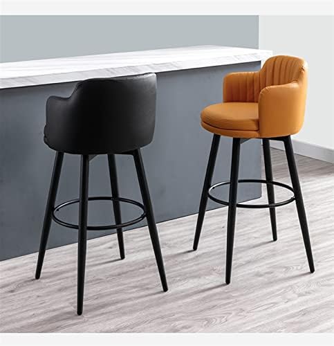 Barstools barras giratórias barra de cadeira conjunto de 2 com bancos de barra de cozinha nas costas altura do balcão com braços, lata de metal preto de couro neppa