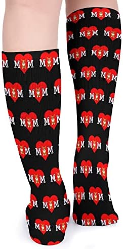 America Dog Mom Heart Paw Printa Sports Sports Meias de tubo quente Altos meias para homens que administram festa casual