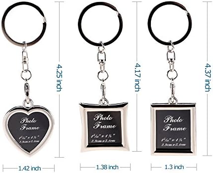 Mini Photo Keychain Conjunto - 3pcs pequena moldura em branco em branco Aço inoxidável anéis de chave personalizados Love Fotos de souvenir