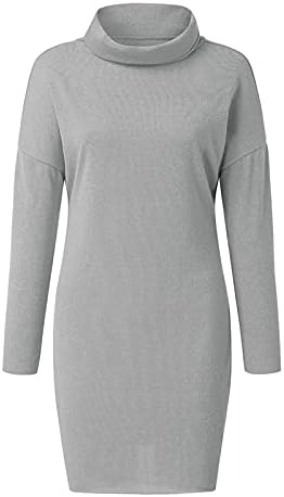 Vestido de suéter para mulheres moda manga longa slim sub -camiseta de gola alta vestido de suéter solto