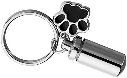 Keychain de cremação de animais de estimação de animais de estimação pata de cachorro de cachorro com charme de cilindro Keyring