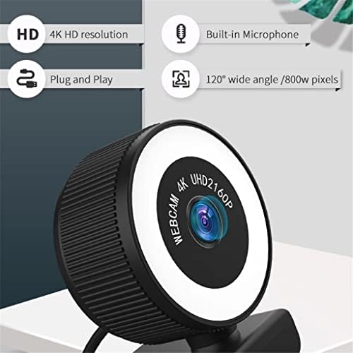 HGVVNM Webcam USB 4K HD Câmera Web Brilho ajustável encher lâmpada com microfone para vídeo de vídeo chamando trabalho de conferência