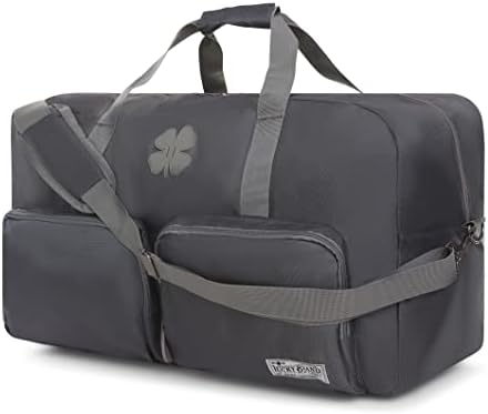 Lucky Travel Duffel Bags 115L, bolsa de ginástica, bolsa de viagem e mochila grande para homens, bolsas dobráveis ​​durante a noite para mulheres e homens com alça de ombro ajustável, carvão vegetal
