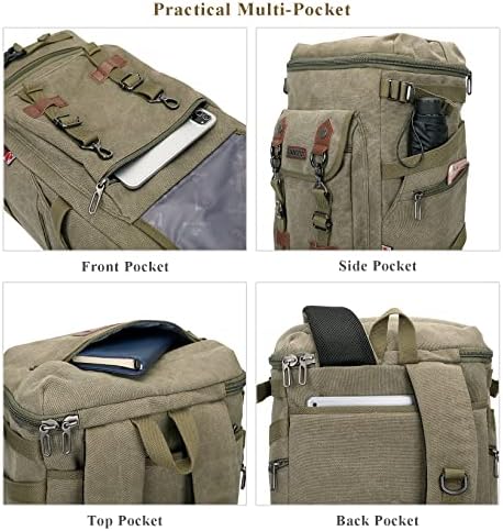 Witzman Travel Mackpack for Men Women Canvas Backpack Carry On Luggage Rucksack Saco de mochila conversível grande