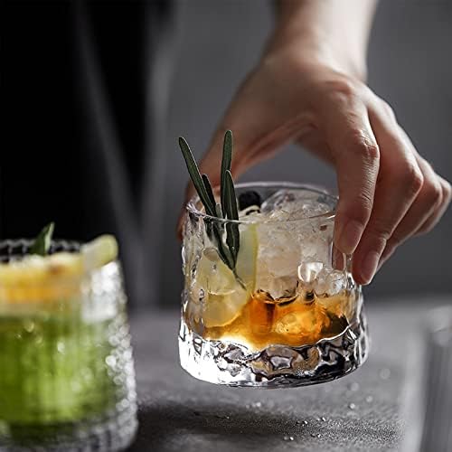 Rareci Bottom Crystal Whisky Glass, copos de uísque premium de 5 onças de 3 onças conjunto de 3, copos antiquados, copos de pedras