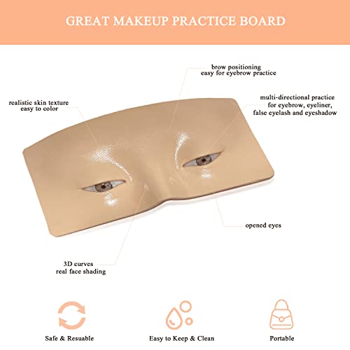 Prática de maquiagem Face Board, Races de maquiagem 3D Mannequim, olhos Prática de maquiagem com kit de maquiagem para estudantes de maquiagem e iniciantes para praticar os olhos do olho dos olhos