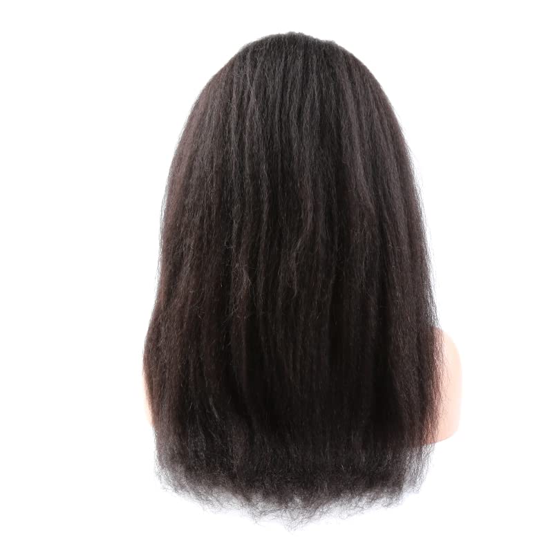 Cabelo Bella Cabelo Humano Lace Full Wig Kinky reto, 130% de densidade Dyenável Remy Remy Virgin Hair Virgem Yaki Straight Wig, 16