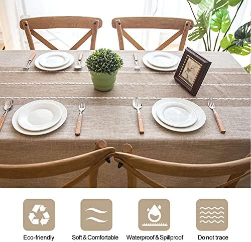 Toleta de linho de linho de linho de toalha Retângulo IVAPUPU com toalhas de mesa à prova d'água de borla Capas de mesa de mesa para festas de jantar de cozinha da fazenda, 58''x102 '', 8-10 assentos