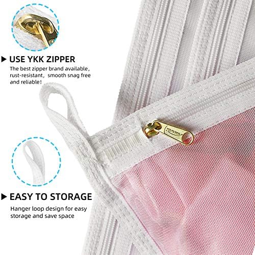 Tenrai Mesh Laundry Bag-3 XL, use Zipper YKK, tenha loops de cabide, organizador de lavagem para roupas, jaquetas, roupas de cama, brinquedos de pelúcia, cobertor de estimação （QS branco）