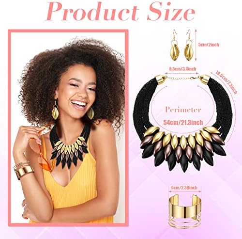 Colar africano colarinho de colar de boba robusta de colar de jóias acessórios de jóias conjuntos Brincos de corrente de